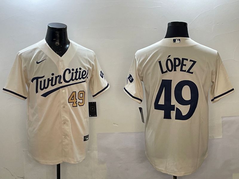 Men Minnesota Twins #49 Lopez Cream Game 2025 Nike MLB Jersey style 1